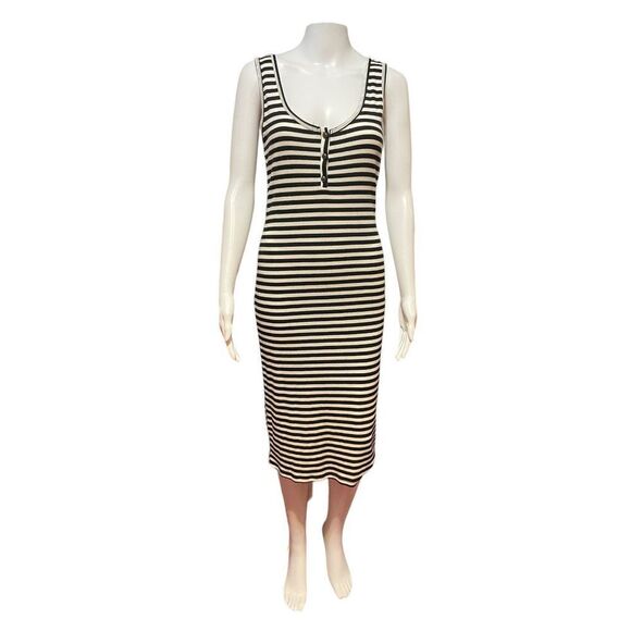 Womens Maxi Back and White Striped Dress SZ L Heart and Hips - Picture 1 of 3